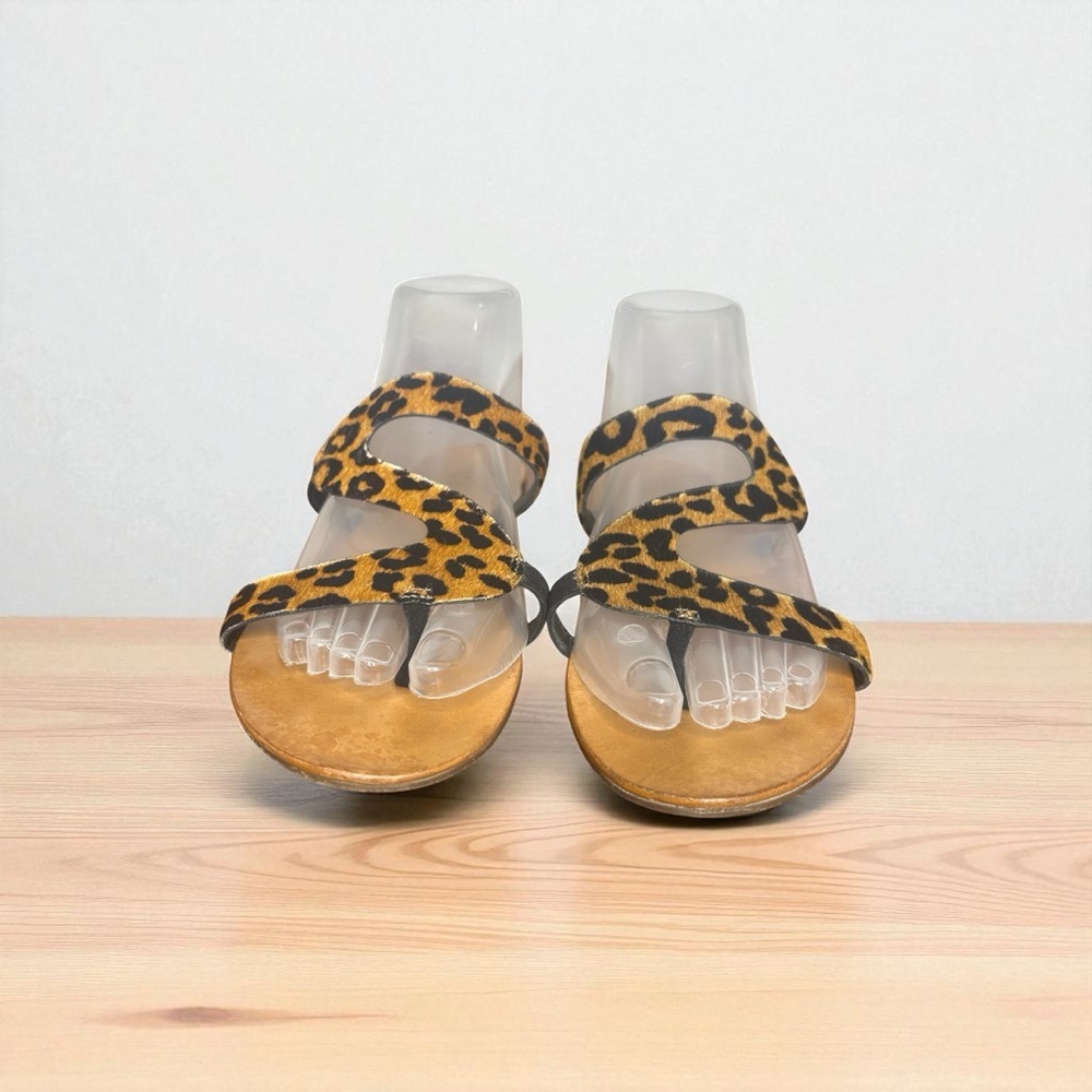 Schutz Leopard Print Strappy Sandals – Designer Animal Print Slides SIZE 7B